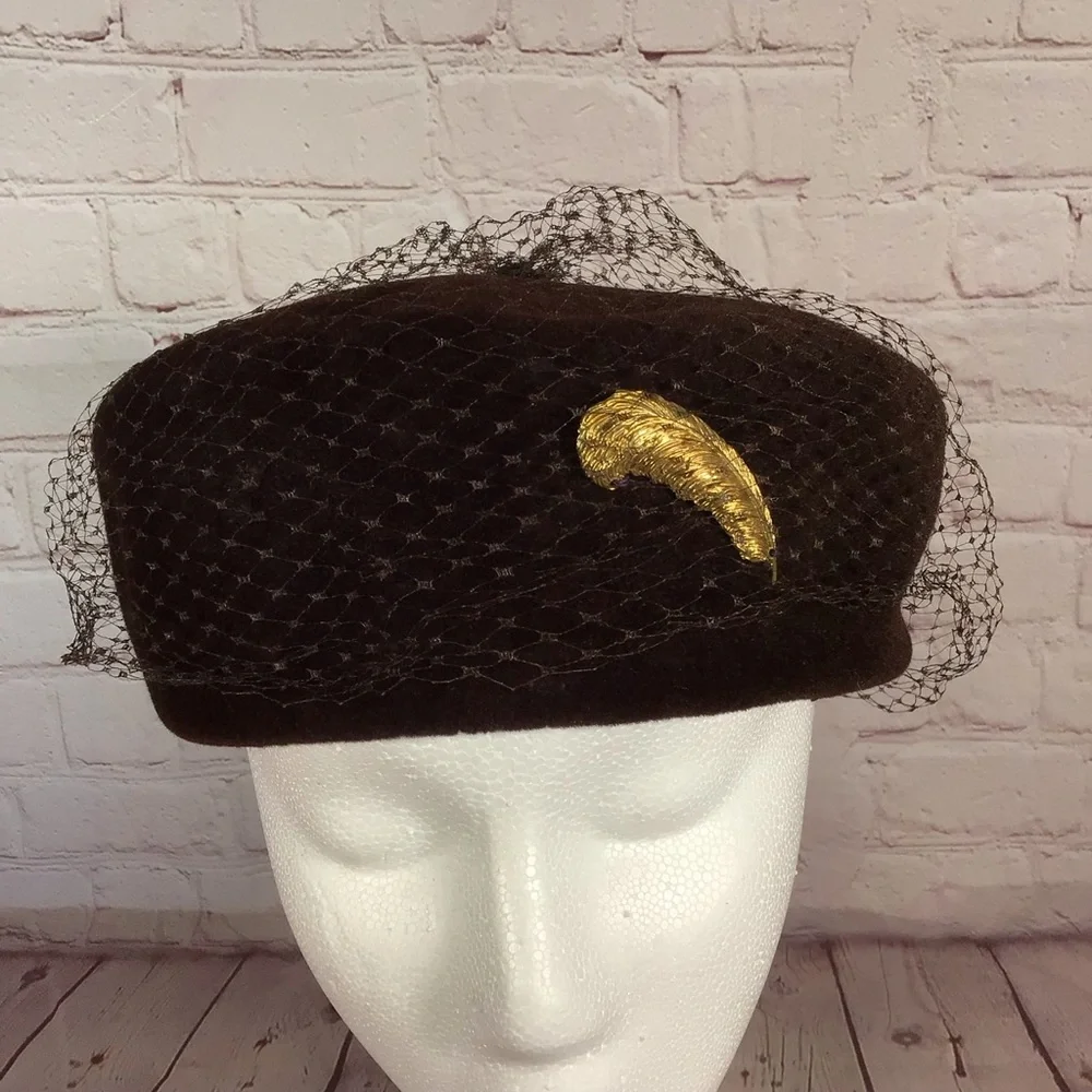 Vintage Peachbloom Velour Brown Hat - Picture 2 of 9